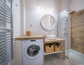 Apartment | Bathroom | Shower, hair dryer, towels, soap - Brand new apartment touching Acropolis (Athens)