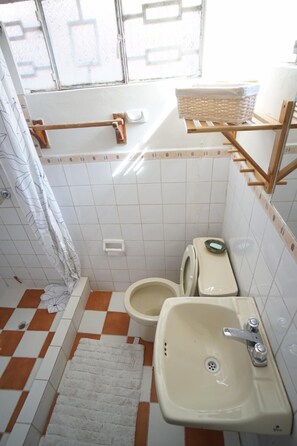 Shower, bidet, towels