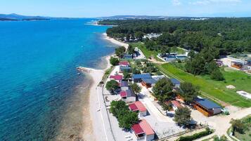 Utsikt mot strand/hav