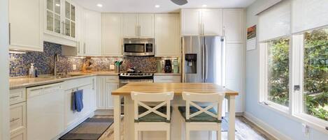 Fridge, microwave, oven, dishwasher