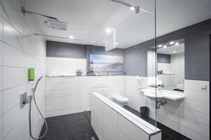 Premium Suite, 1 Bedroom, Accessible, Terrace | Bathroom | Shower, hair dryer, towels, soap