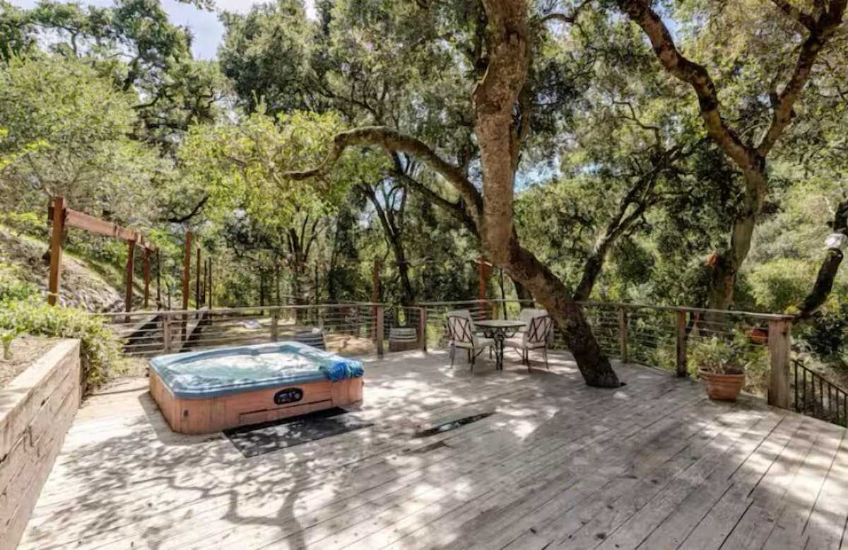 Photo 26 of New, Relax in a private HotbTub with a beautiful deck surrounded by Nature.