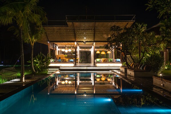 Front of property – evening/night - Podpadi Design Spaces (Ubud)