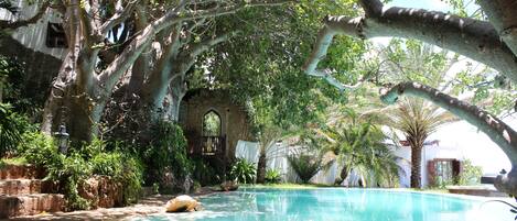 Una piscina al aire libre