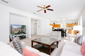 Flat-screen TV, video-game console