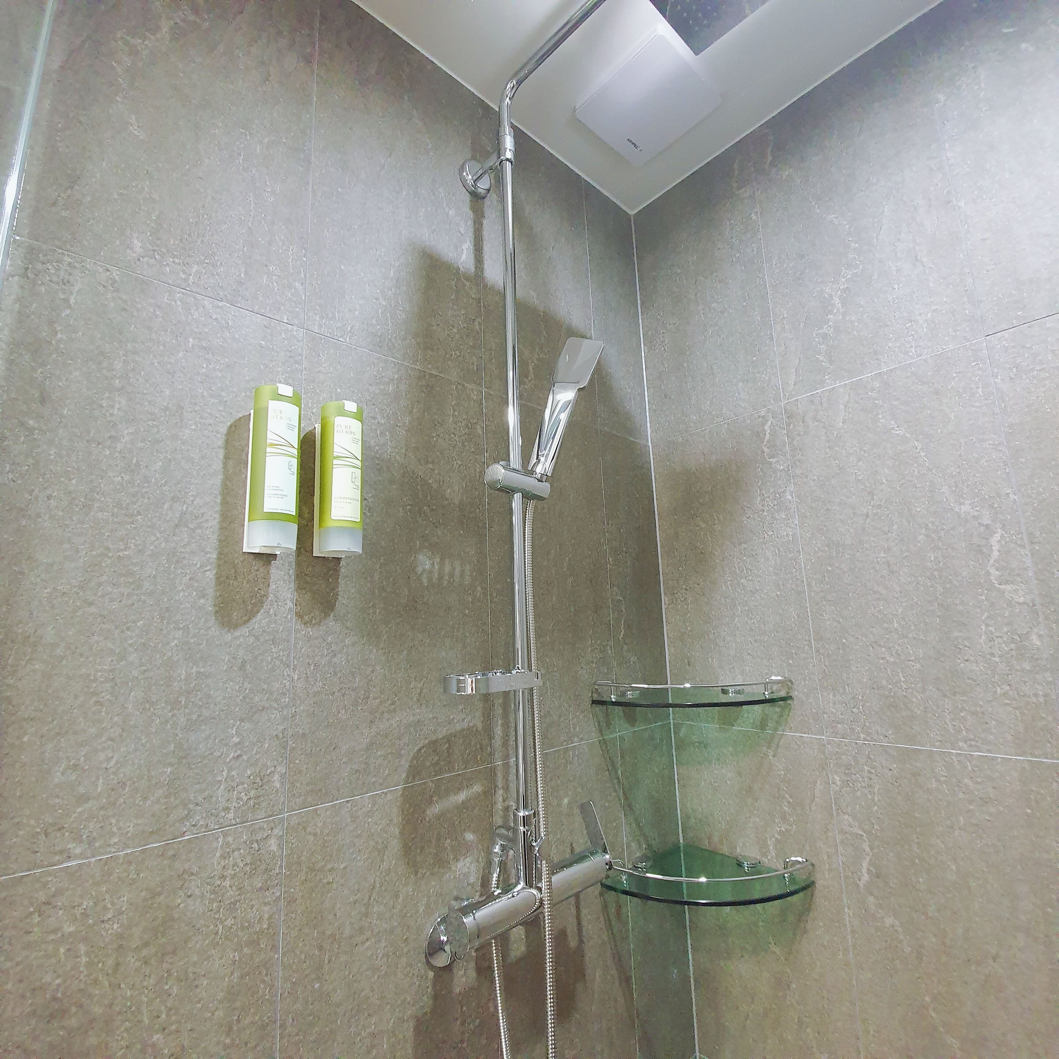 shower, free toiletries, hair dryer, bidet