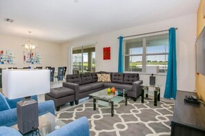 Flat-screen TV, video-game console