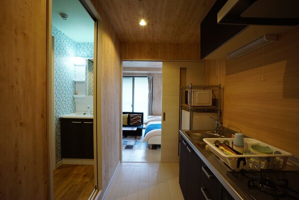 アパートメント | 専用簡易キッチン | 冷蔵庫、電子レンジ、コンロ、電気ポット