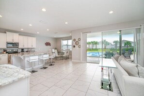 Flat-screen TV, video game console