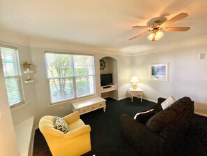 Flat-screen TV, video game console