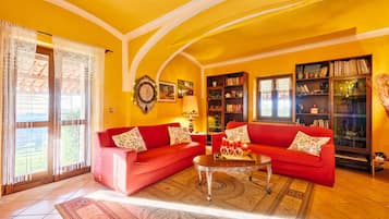 TV, fireplace, DVD player, books