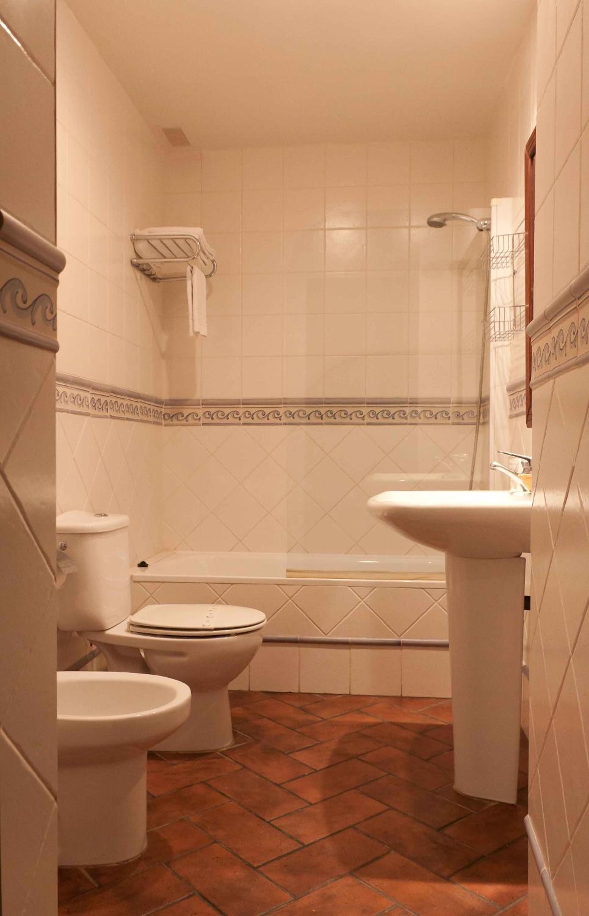 bathtub, free toiletries, hair dryer, bidet