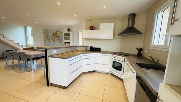 Coffee/tea maker, fridge, microwave, oven - Detached, fully equipped villa on Lake Chalain (Marigny)