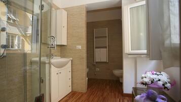 Hair dryer, towels, toilet paper