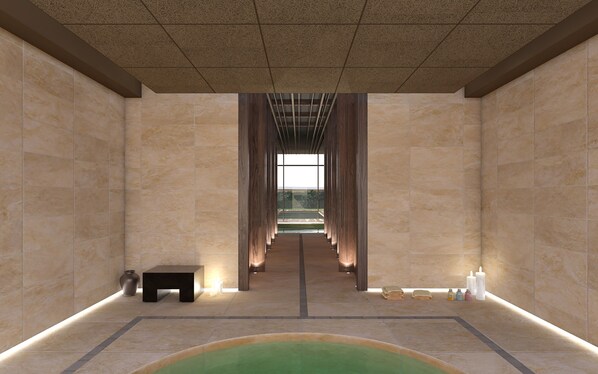 Espace de soins pour les couples, sauna, bain à remous, hammam, hammam