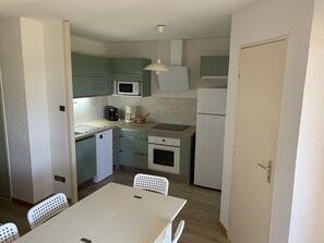 Fridge, oven, dishwasher, coffee/tea maker