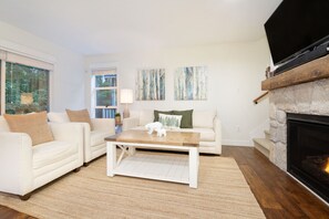 Televisión y chimenea 