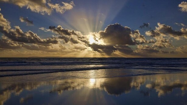 A beach with sunlight reflecting on the wet sand, creating a calm and serene atmosphere. - 104 - Ocean View - La Mer Beach House (Revdanda)