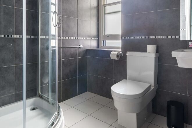 Bathroom | Shower, rainfall showerhead, free toiletries, towels