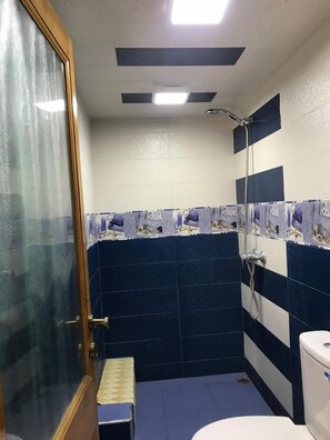 Apartment, 1 Bedroom | Bathroom | Shower, rainfall showerhead, towels, soap