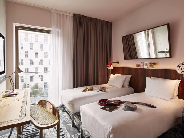Twin Room, 2 Twin Beds (Medium Mama) | Premium bedding, minibar, in-room safe, desk - Mama Shelter Luxembourg (Luxembourg City)