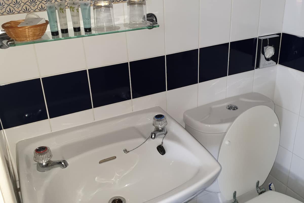 twin room (room 11) | bathroom | shower, free toiletries, hair dryer, towels