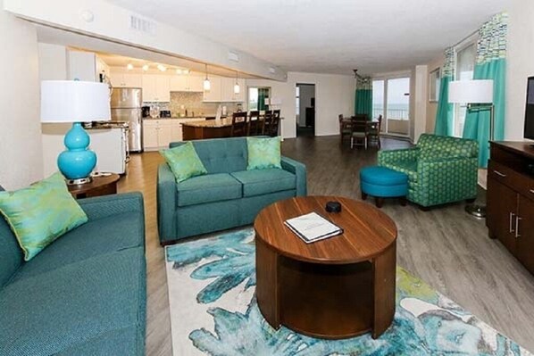 TV, DVD player, books, video library