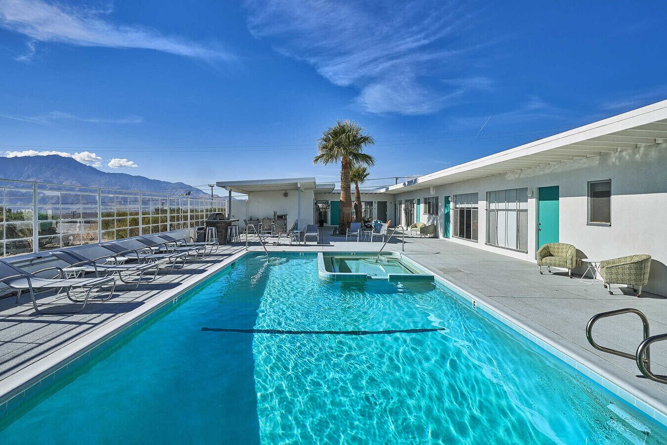 Outdoor pool, sun loungers