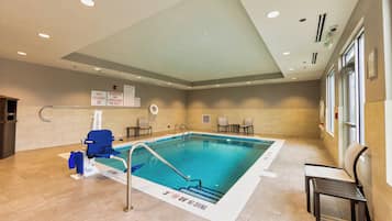 Indoor pool, open 6:00 AM to 10:00 PM, sun loungers