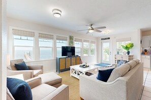 TV, DVD player, books, video library