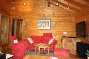 Televisión y chimenea 