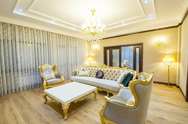 Apartment, 3 Bedrooms | Living room | Flat-screen TV - Royal Residence Hotel (Tashkent)