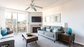 TV, fireplace, video games, table tennis