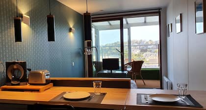 Perros, full sea view, renovated studio facing Trestraou beach