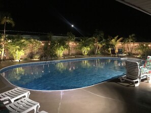 Outdoor pool, a heated pool - Cape Cabana & Villa/Heated Pool 80 degrees/ Putt Putt Golf/ 5 min walk to Beach! (Cape Canaveral)