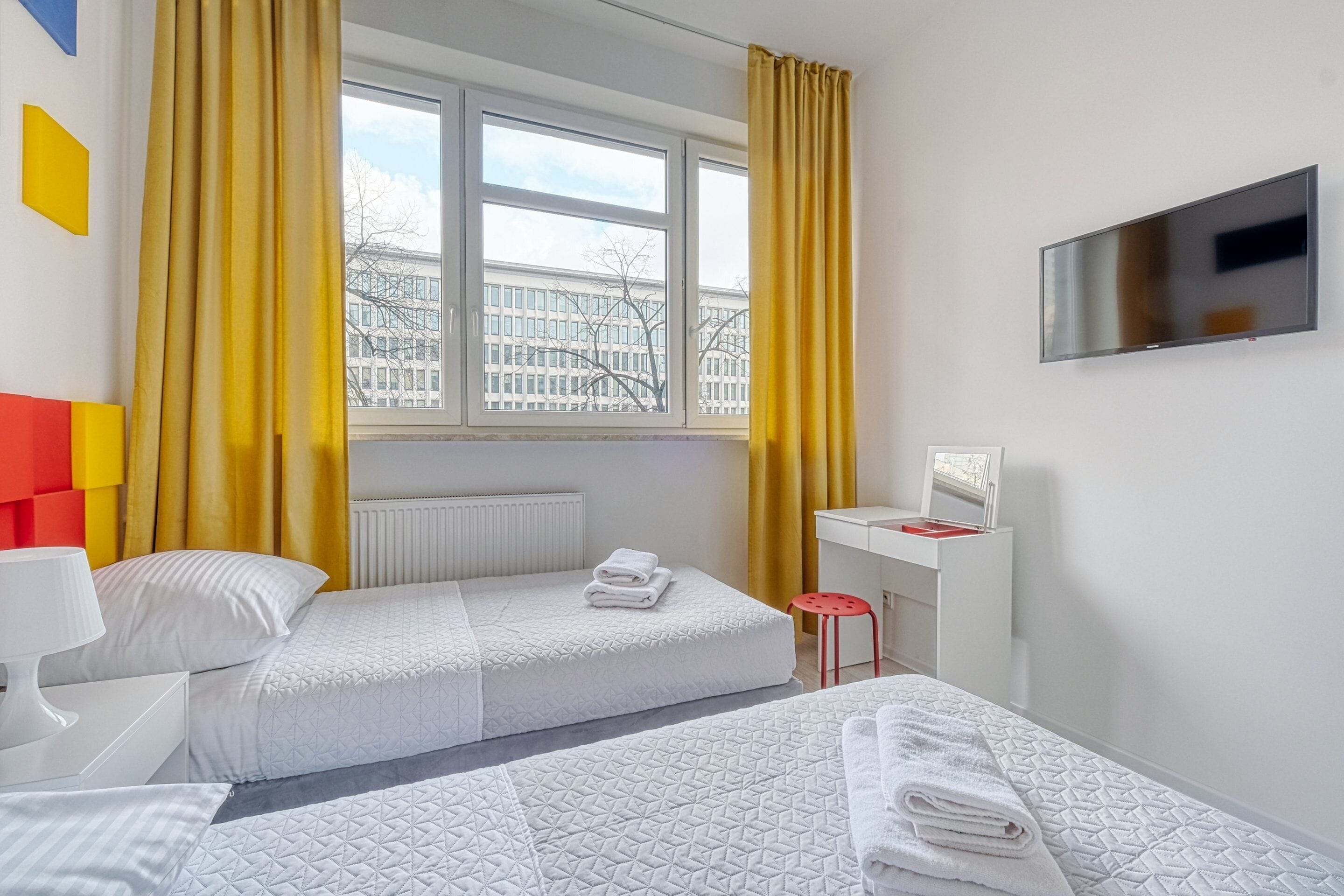 twin room, shared bathroom | blackout curtains, soundproofing, iron/ironing board, free wifi