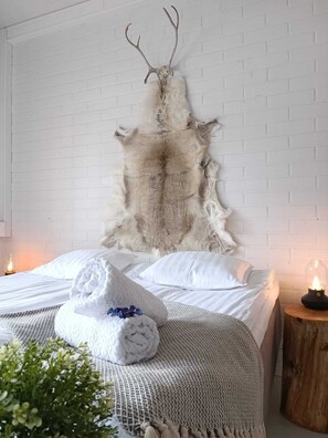 Individually decorated, desk, laptop workspace, blackout drapes