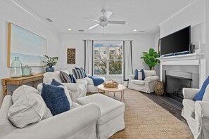 Smart TV, fireplace, video games