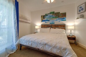 4 bedrooms, blackout drapes, iron/ironing board, free WiFi