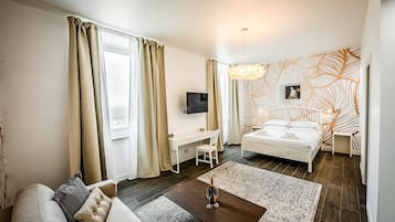 Suite, Bathtub | 1 bedroom, premium bedding, desk, laptop workspace
