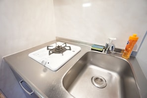 Apartment | Eigene Kochnische | Kühlschrank, Mikrowelle, Herdplatte, Wasserkocher