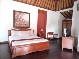 Deluxe Double Room | Living area | 24-inch TV with cable channels, DVD player