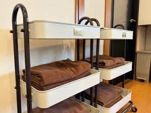 Separate bathtub and shower, free toiletries, hair dryer, slippers