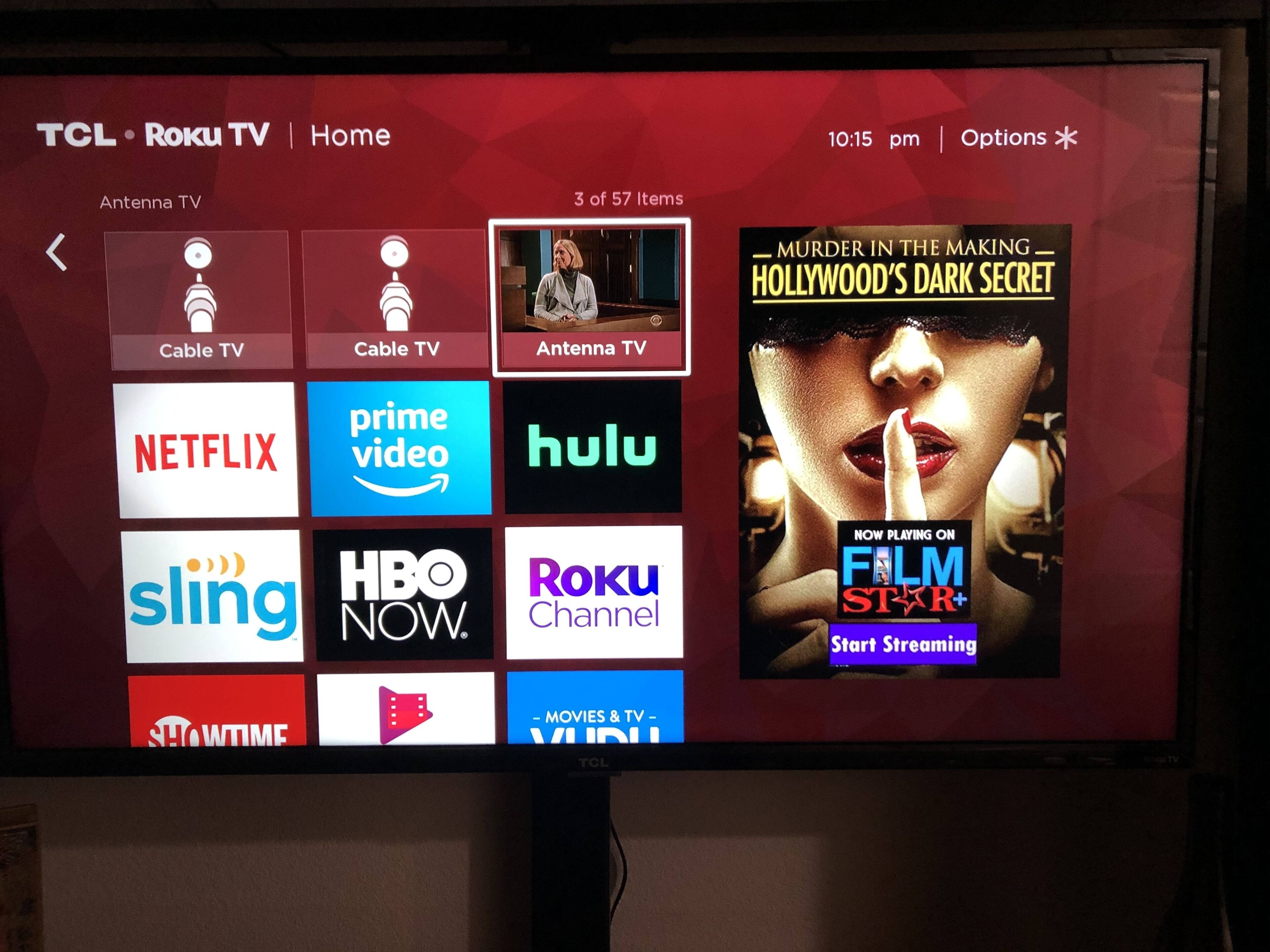 TV channels available from Antenna selection.