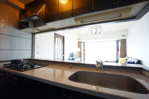 Apartment | Eigene Kochnische | Kühlschrank, Mikrowelle, Herdplatte, Wasserkocher