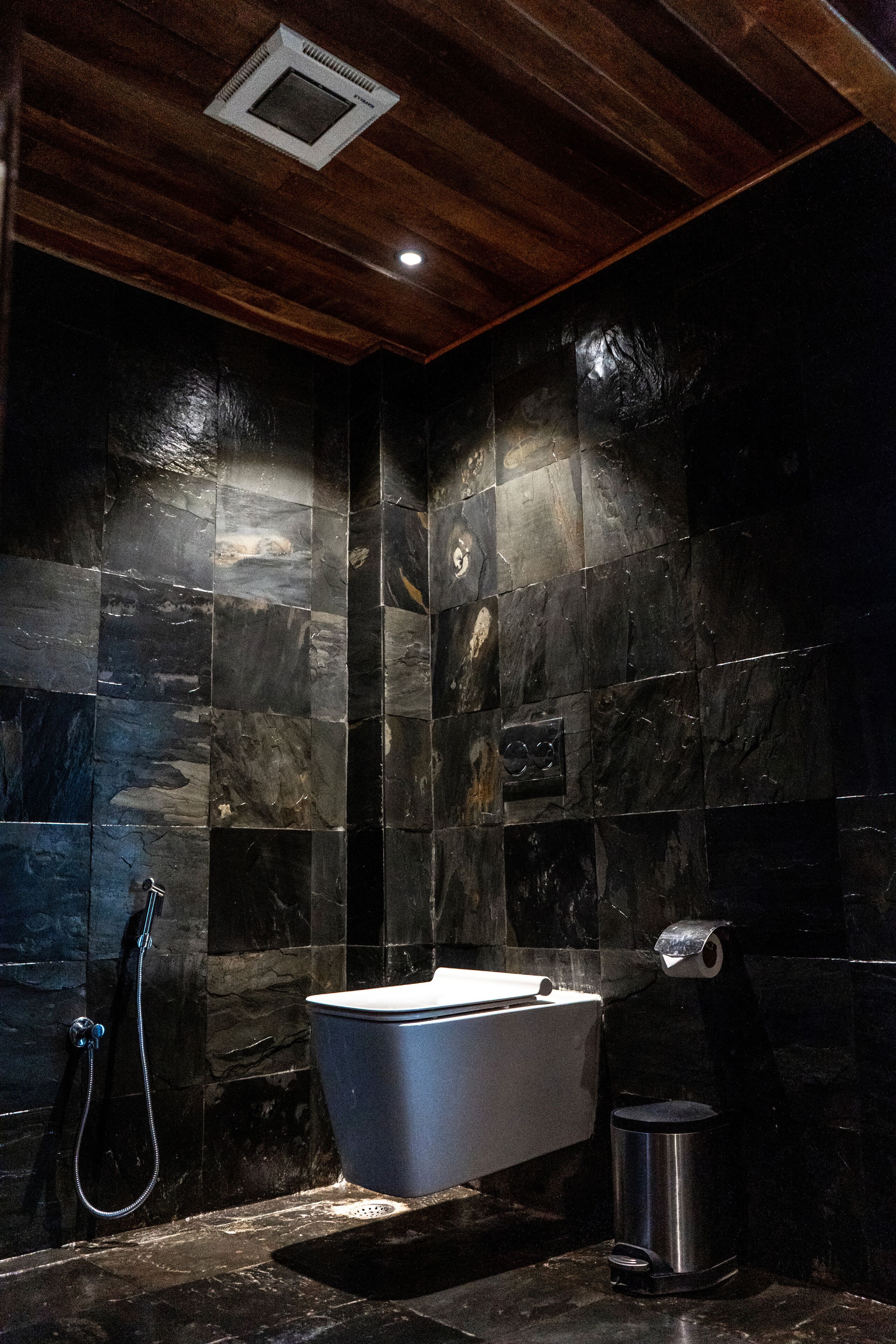 Une salle de bain avec une baignoire, une douche et des toilettes.
