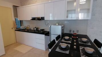 Fridge, electric kettle