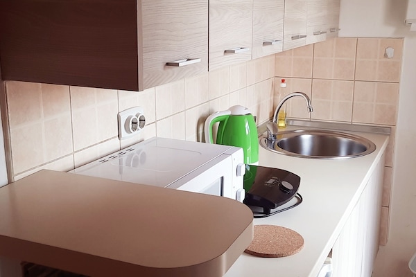 Basic Studio, 1 Double Bed, Pool View | Private kitchen