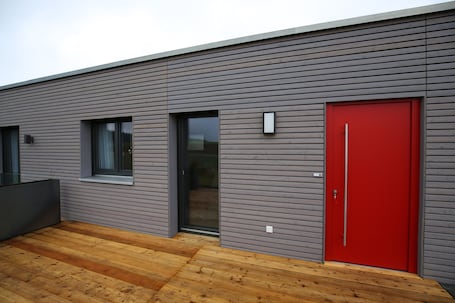 Exterior detail. Modern style vacation home for 2 people