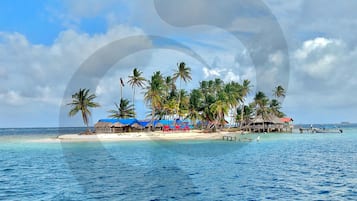 On the beach, white sand